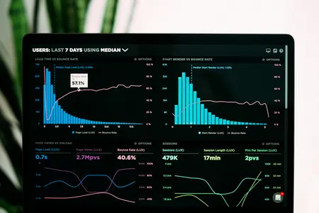 Performance graphs on a laptop screen